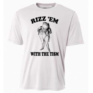 Rizz Em With The Tism Funny Meme Frog Cooling Performance Crew T-Shirt