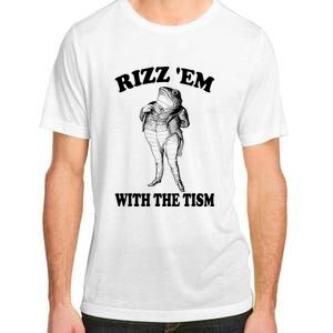 Rizz Em With The Tism Funny Meme Frog Adult ChromaSoft Performance T-Shirt