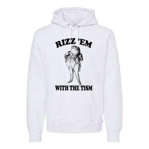 Rizz Em With The Tism Funny Meme Frog Premium Hoodie