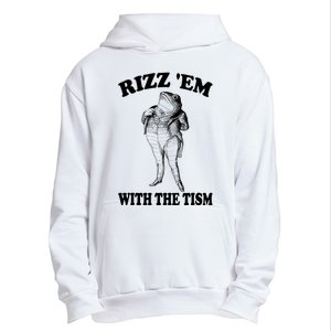 Rizz Em With The Tism Funny Meme Frog Urban Pullover Hoodie