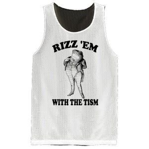 Rizz Em With The Tism Funny Meme Frog Mesh Reversible Basketball Jersey Tank