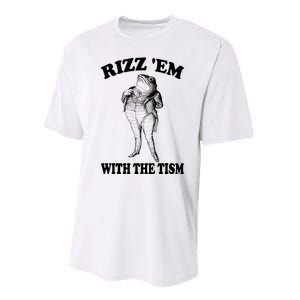 Rizz Em With The Tism Funny Meme Frog Performance Sprint T-Shirt