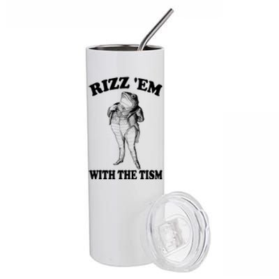 Rizz Em With The Tism Funny Meme Frog Stainless Steel Tumbler