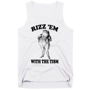 Rizz Em With The Tism Funny Meme Frog Tank Top