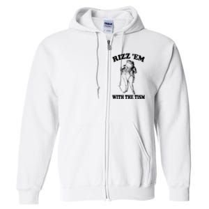 Rizz Em With The Tism Funny Meme Frog Full Zip Hoodie