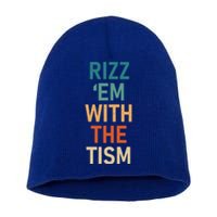 Rizz Em With The Tism Funny Autistic Retro Autism Awareness Funny Gift Short Acrylic Beanie