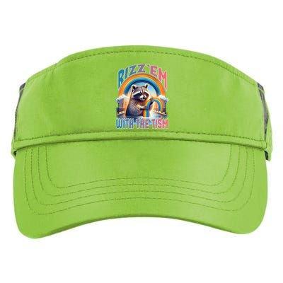 Rizz Em With The Tism Raccoon Autism Awareness Funny Raccoon Gift Adult Drive Performance Visor