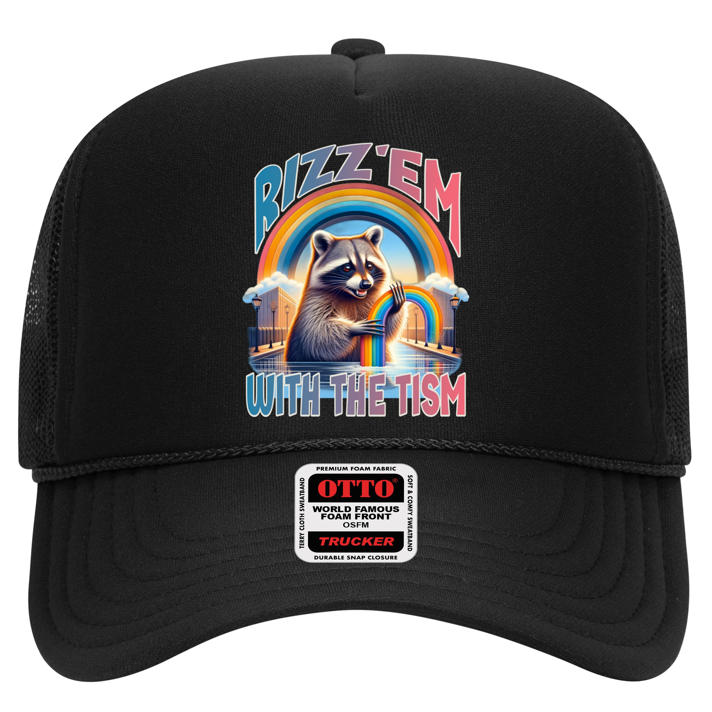 Rizz Em With The Tism Raccoon Autism Awareness Funny Raccoon Gift Hat