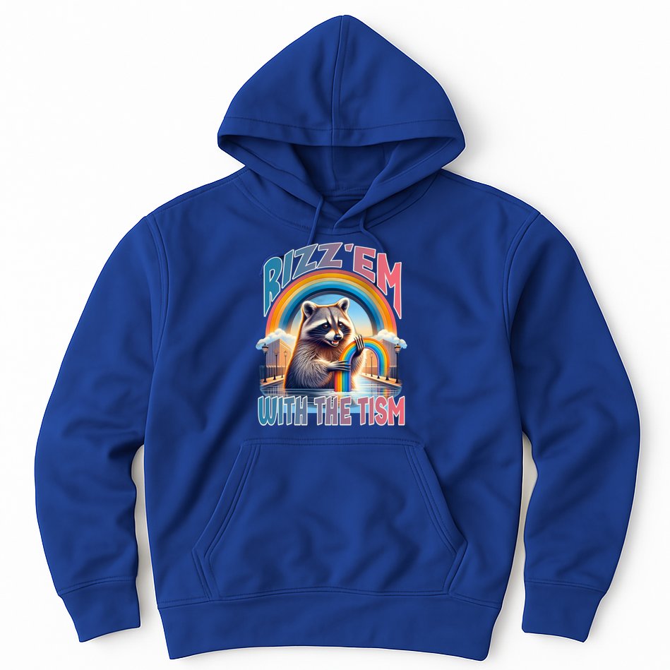 Rizz Em With The Tism Raccoon Autism Awareness Funny Raccoon Gift Hoodie