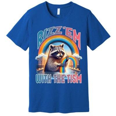 Rizz Em With The Tism Raccoon Autism Awareness Funny Raccoon Gift Premium T-Shirt