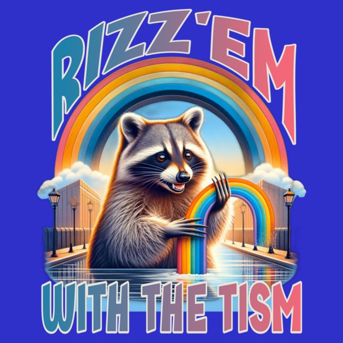 Rizz Em With The Tism Raccoon Autism Awareness Funny Raccoon Gift Baby Bodysuit