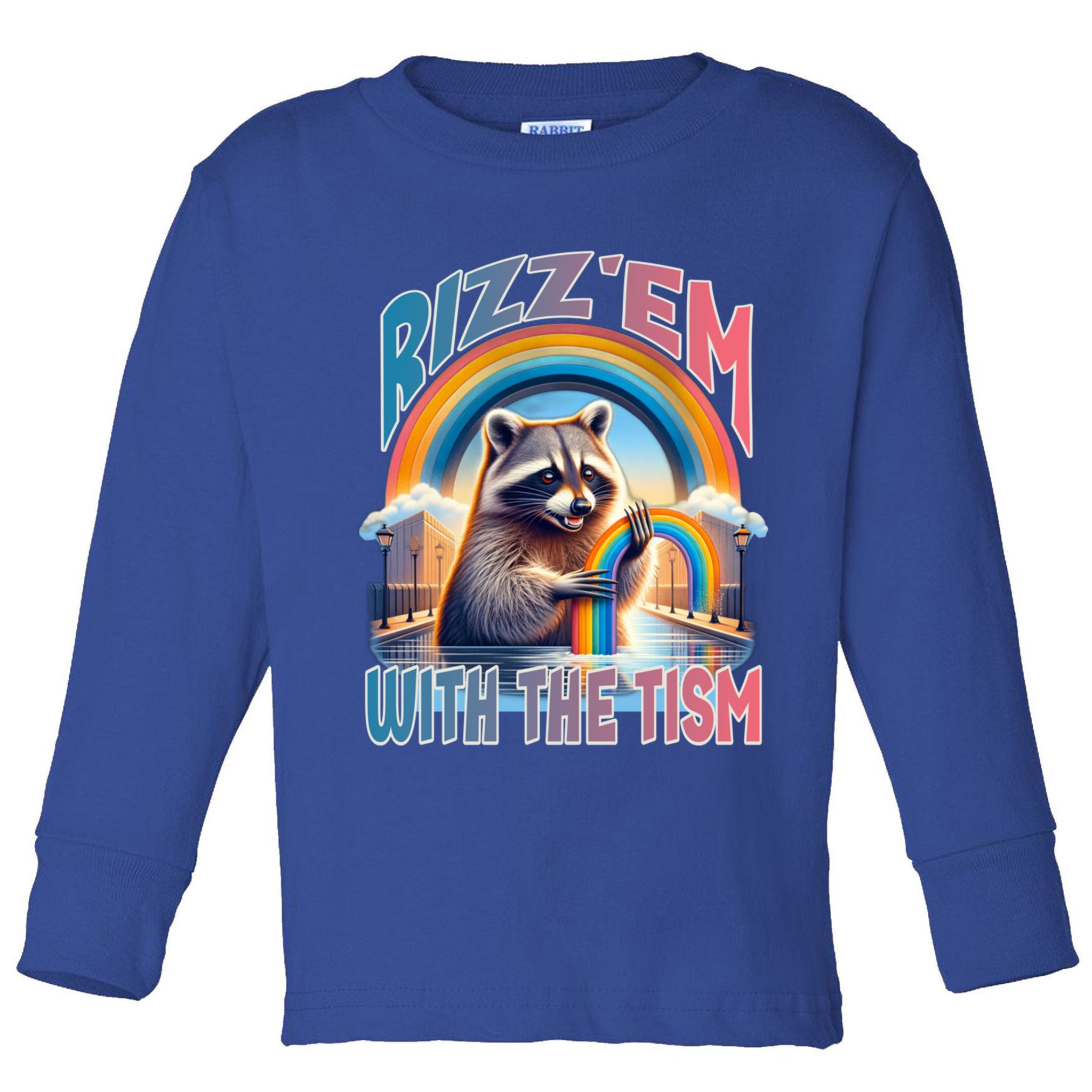 Rizz Em With The Tism Raccoon Autism Awareness Funny Raccoon Gift Toddler Long Sleeve Shirt