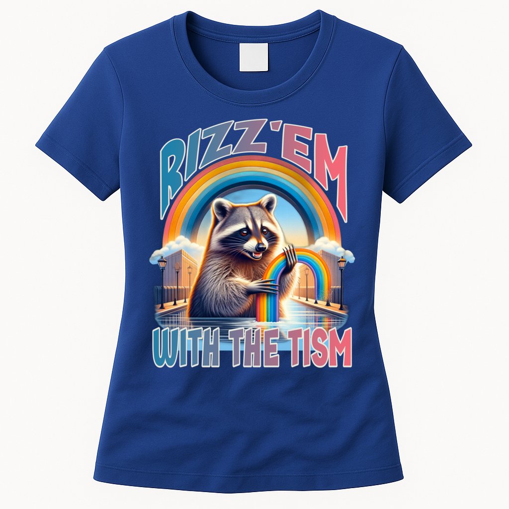 Rizz Em With The Tism Raccoon Autism Awareness Funny Raccoon Gift Womens T-Shirt