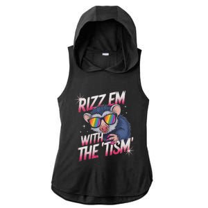 Rizz Em With The Tism Meme Autistic Racoon Ladies PosiCharge Tri-Blend Wicking Draft Hoodie Tank