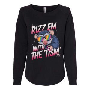 Rizz Em With The Tism Meme Autistic Racoon Womens California Wash Sweatshirt