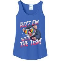 Rizz Em With The Tism Meme Autistic Racoon Ladies Essential Tank