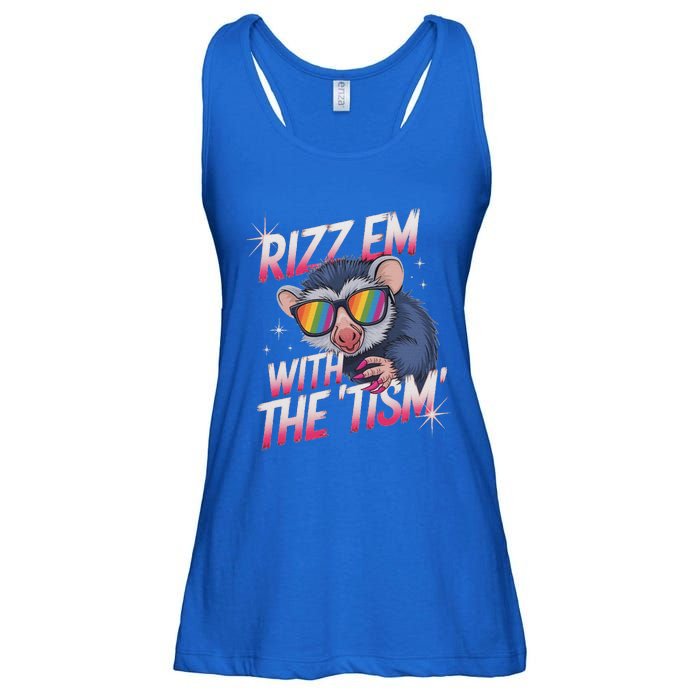 Rizz Em With The Tism Meme Autistic Racoon Ladies Essential Flowy Tank