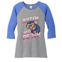 Rizz Em With The Tism Meme Autistic Racoon Women's Tri-Blend 3/4-Sleeve Raglan Shirt