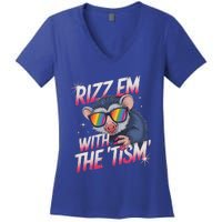 Rizz Em With The Tism Meme Autistic Racoon Women's V-Neck T-Shirt