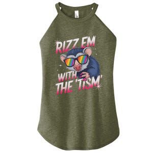 Rizz Em With The Tism Meme Autistic Racoon Women's Perfect Tri Rocker Tank