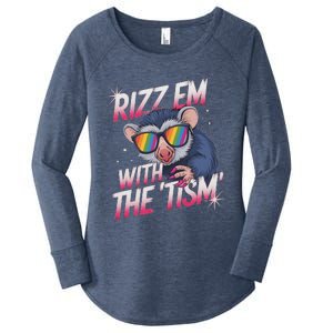 Rizz Em With The Tism Meme Autistic Racoon Women's Perfect Tri Tunic Long Sleeve Shirt