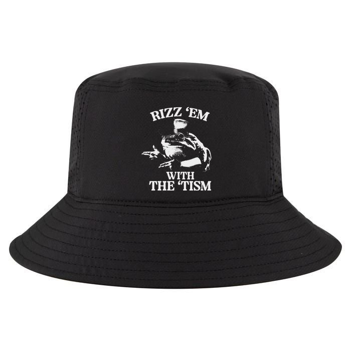 Rizz Em With The Tism Funny Meme Frog Cool Comfort Performance Bucket Hat