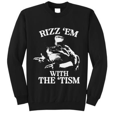 Rizz Em With The Tism Funny Meme Frog Sweatshirt