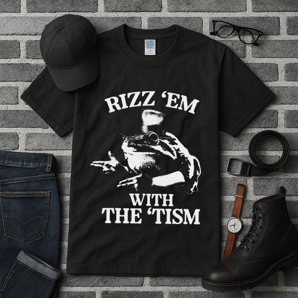 Rizz Em With The Tism Funny Meme Frog Tall T-Shirt
