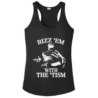 Rizz Em With The Tism Funny Meme Frog Ladies PosiCharge Competitor Racerback Tank