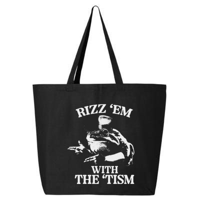Rizz Em With The Tism Funny Meme Frog 25L Jumbo Tote
