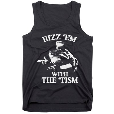 Rizz Em With The Tism Funny Meme Frog Tank Top