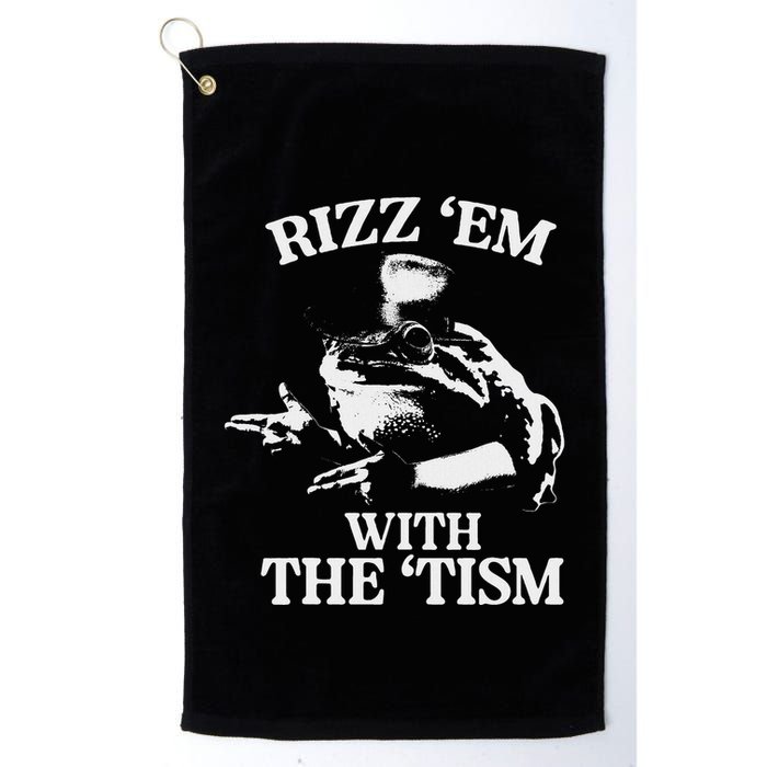 Rizz Em With The Tism Funny Meme Frog Golf Towel