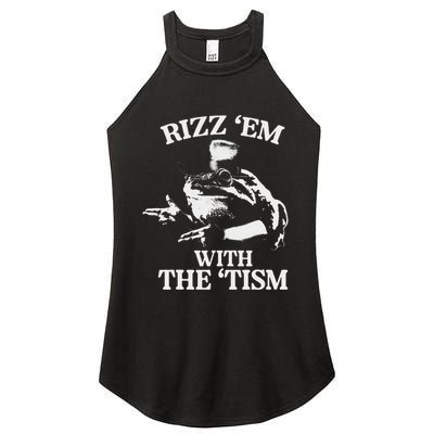 Rizz Em With The Tism Funny Meme Frog Women's Perfect Tri Rocker Tank