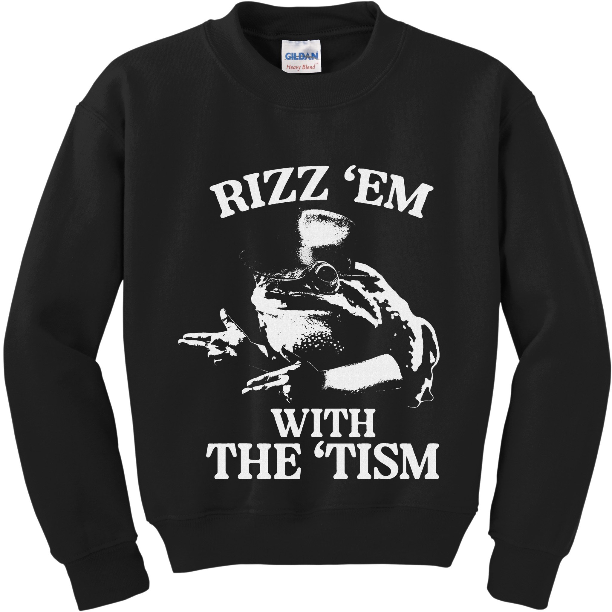 Rizz Em With The Tism Funny Meme Frog Kids Sweatshirt
