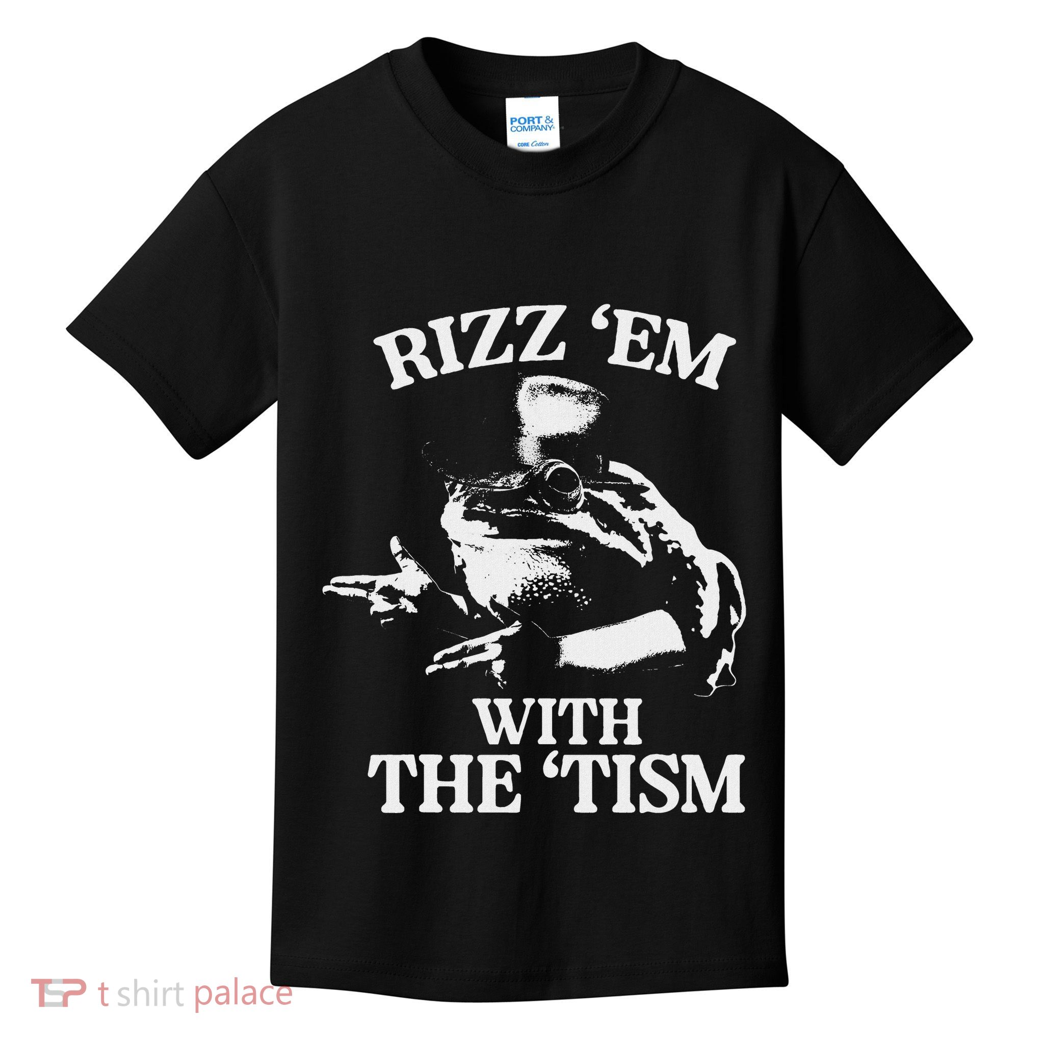 Rizz Em With The Tism Funny Meme Frog Kids T-Shirt