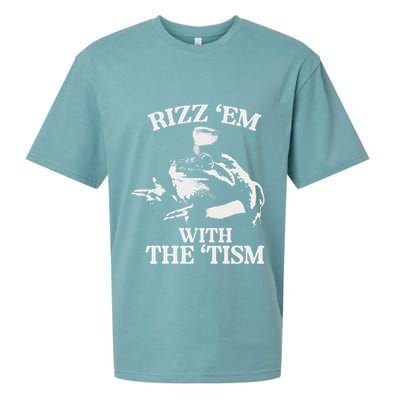 Rizz Em With The Tism Funny Meme Frog Sueded Cloud Jersey T-Shirt