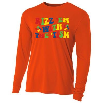 Rizz Em With The Tism Funny Autism Awareness Statet Gift Cooling Performance Long Sleeve Crew