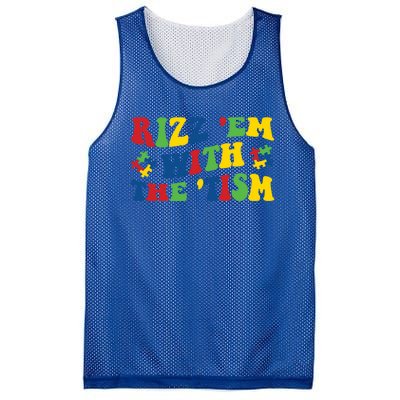 Rizz Em With The Tism Funny Autism Awareness Statet Gift Mesh Reversible Basketball Jersey Tank