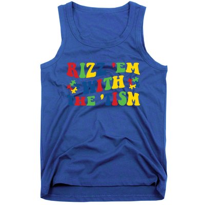 Rizz Em With The Tism Funny Autism Awareness Statet Gift Tank Top