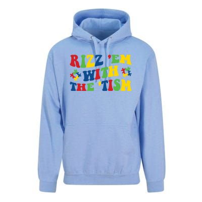 Rizz Em With The Tism Funny Autism Awareness Statet Gift Unisex Surf Hoodie