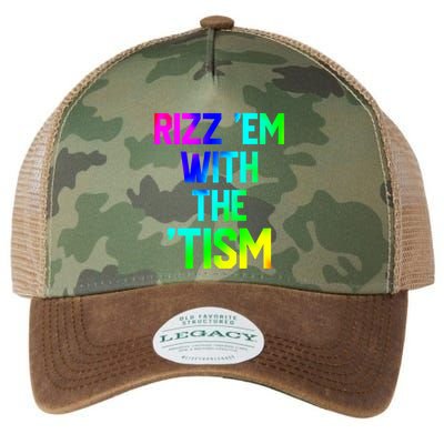 Rizz Em With Tism Great Gift Funny Autism Autistic Tiedye Funny Gift Legacy Tie Dye Trucker Hat