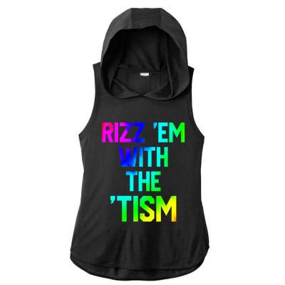 Rizz Em With Tism Great Gift Funny Autism Autistic Tiedye Funny Gift Ladies PosiCharge Tri-Blend Wicking Draft Hoodie Tank