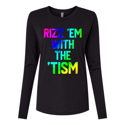 Rizz Em With Tism Great Gift Funny Autism Autistic Tiedye Funny Gift Womens Cotton Relaxed Long Sleeve T-Shirt