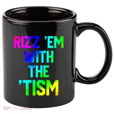 Rizz Em With Tism Great Gift Funny Autism Autistic Tiedye Funny Gift 11oz C Handle Ceramic Mug