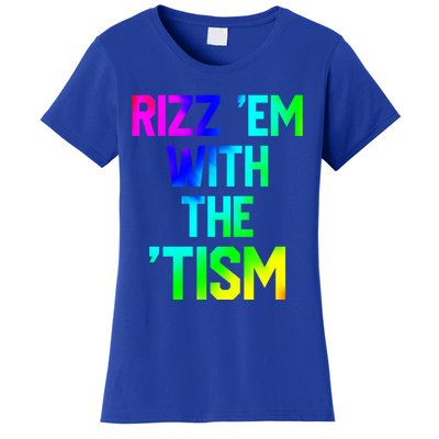 Rizz Em With Tism Great Gift Funny Autism Autistic Tiedye Funny Gift Women's T-Shirt