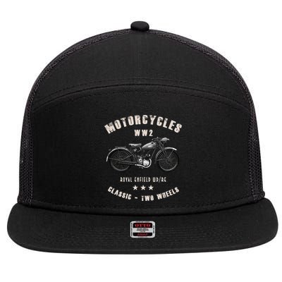 Royal Enfield Wdre Classic Motorcycle Ww2 7 Panel Mesh Trucker Snapback Hat