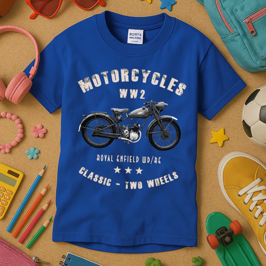 Royal Enfield Wdre Classic Motorcycle Ww2 Kids T-Shirt