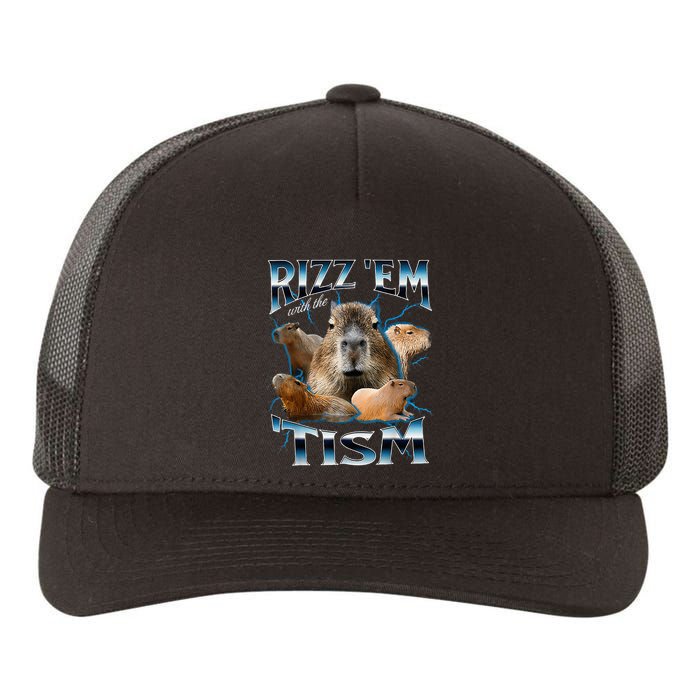 Rizz Em With The Tism Capybara Funny Oddly Dank Yupoong Adult 5-Panel Trucker Hat