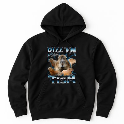 Rizz Em With The Tism Capybara Funny Oddly Dank Hoodie
