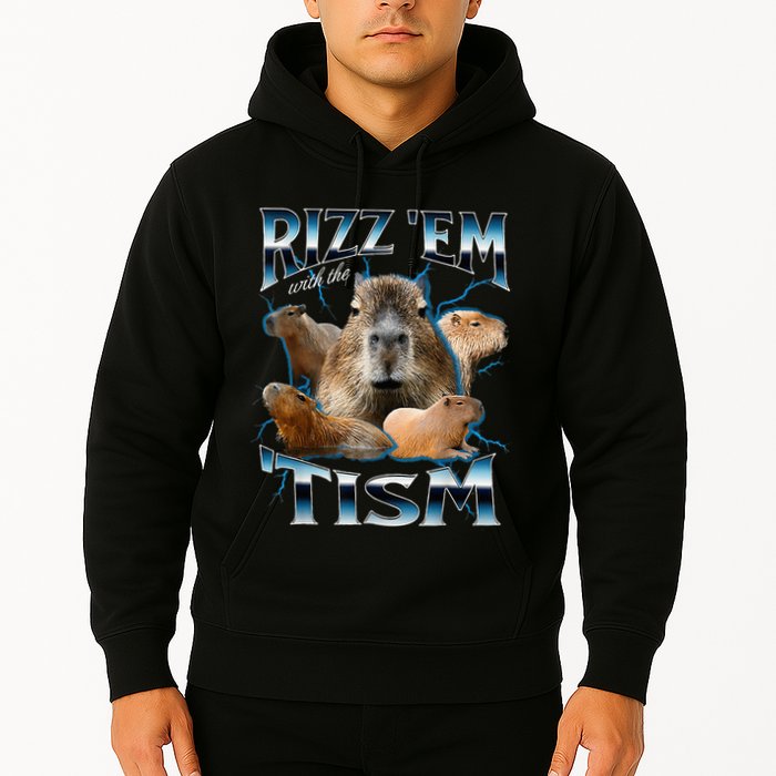Rizz Em With The Tism Capybara Funny Oddly Dank Hoodie